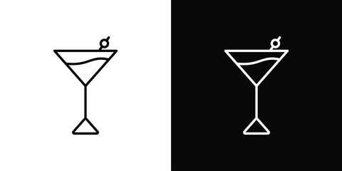 Cocktail icon logo vector designs. icon set in a black and white strokes