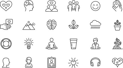 Mental Health Icons Support Personal Growth and Well-being