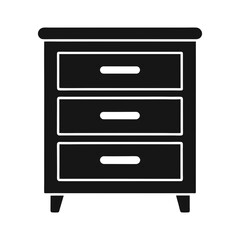 Chest of drawers in modern silhouette style shown in clean minimalist furniture vector icon