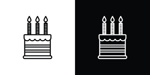 Cake birthday icon logo vector designs. icon set in a black and white strokes