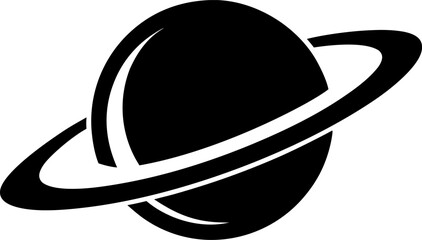 Minimalist Saturn Planet with Rings Silhouette Vector