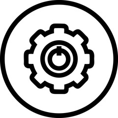 Mobile App Gear Icon in Circle Line Art Vector Illustration