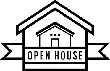 Open House Event Icon Line Art Vector Illustration