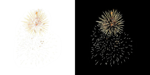 Festive fireworks on a transparent background. New Year's Eve, Christmas.