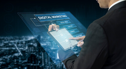 Digital marketing strategy broken down into categories: web, SEO, content, social media, and...