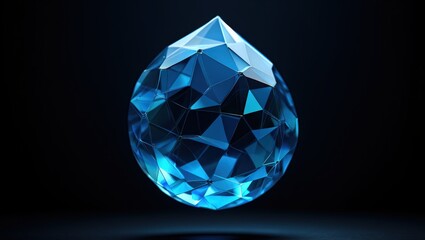 Blue Geometric Crystal Drop Shape