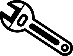 Spanner Icon with Adjustable Jaw Line Art Vector