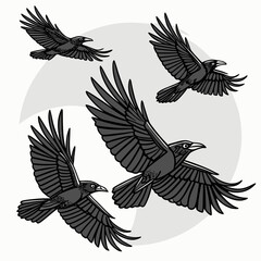 Swarm Of Birds In Flight Dense Minimalist Black