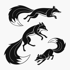 Abstract Silhouettes Of Outer Space Aliens In