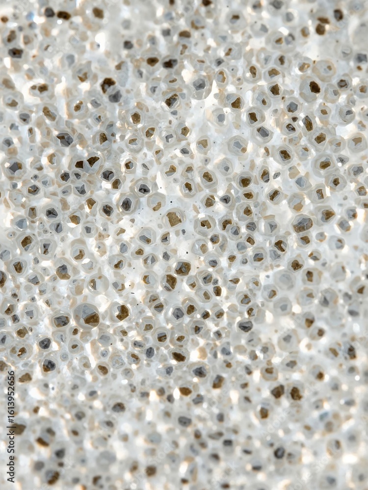 Aufkleber a close up view of a multitude of small translucent spheres with dark specks scattered throughout it