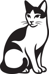 Black and white cat silhouette sitting vector