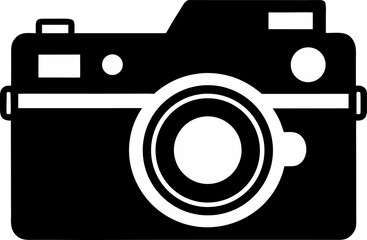 Vintage Camera Silhouette Vector Black and White