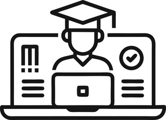 Virtual Classroom Icon Line Art Vector Illustration
