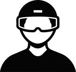 VR Headset User Minimalist Silhouette Vector Black