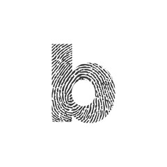 Lowercase Initial Letter b and Fingerprint Texture Logo Icon 001