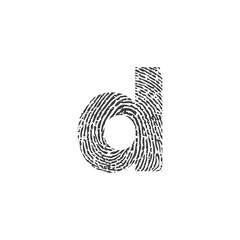 Lowercase Initial Letter d and Fingerprint Texture Logo Icon 001