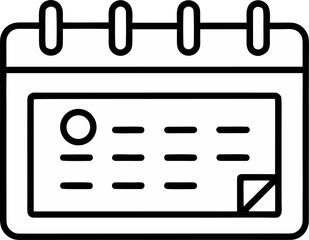 Web Calendar with Marked Event Icon Line Art Vector