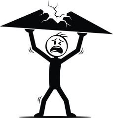 Stick figure holding burden concept illustration for stress and pressure management vector