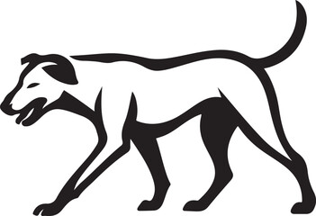 Black dog silhouette walking on white background vector