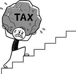 Understanding tax burden and compliance costs concept with stick figure carrying tax stone vector