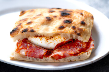 rustic italian spicy salami burrata sandwich