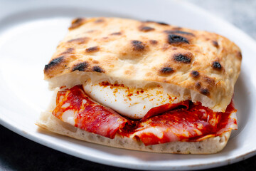 rustic italian spicy salami burrata sandwich