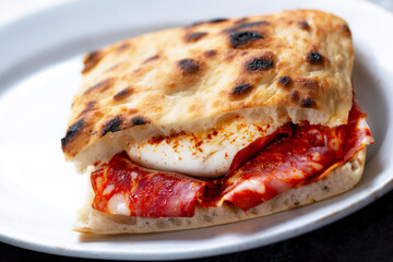 rustic italian spicy salami burrata sandwich