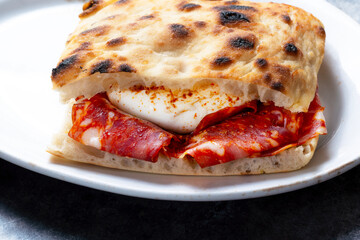 rustic italian spicy salami burrata sandwich