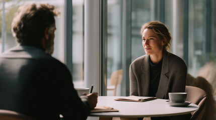 professional business meeting in modern office caf&eacute;