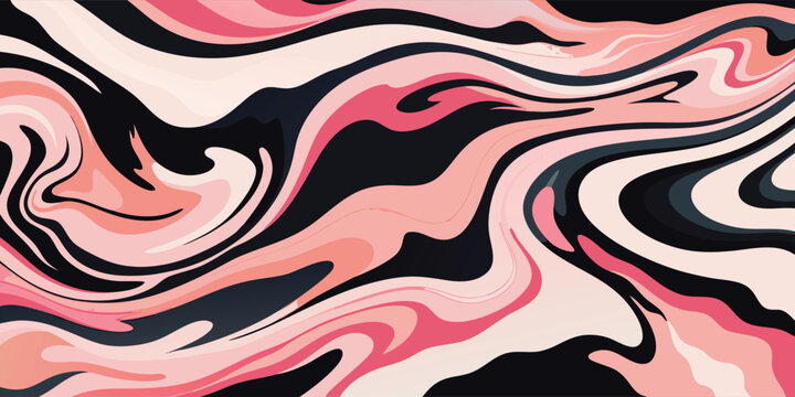 Pink and white marble background featuring intricate black and white swirls throughout the design..eps
