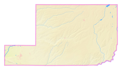 Map of the County Adams (Washington, US) showing the isolated County with relief representation. No Lables.