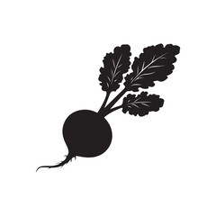 Black vector illustration of radish icon silhouette vegetation symbol