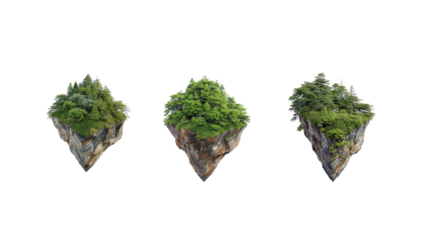 Floating island forest on transparent background png