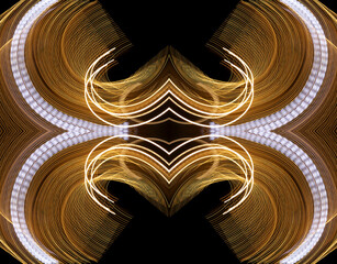 Abstract patterns of artificial light sources created during long camera exposures and combined into a composite illustration 