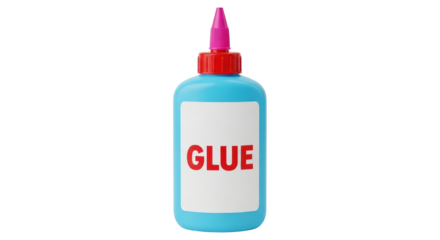 Isolated Blue Glue Bottle with Red Cap