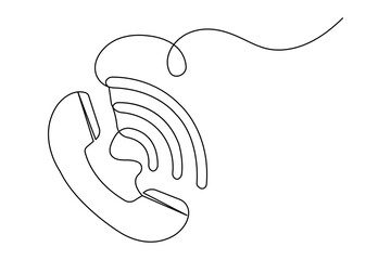 Call icon continuous one line drawing minimalist style outline vector illustration