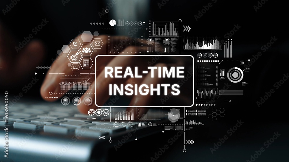 Poster data analytics and technology visualization with real-time insights for business decision making. as
