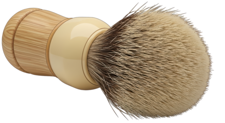 Isolated Shaving Brush with Wooden Handle