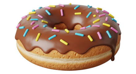 Isolated Chocolate Donut with Sprinkles