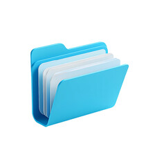Light Blue File Folder Icon 3 D Render Multiple Documents