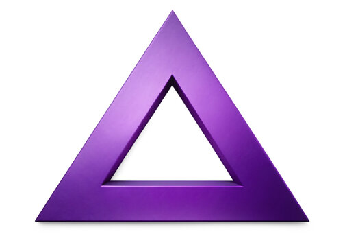 Abstract purple triangle symbol with a dark background and subtle lighting