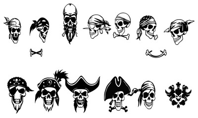 Obraz premium pirate style skull silhouettes vectors for Halloween design