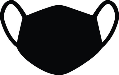 Black Face Mask Icon for Protection Safety and Health Isolated on White Background Symbolizing Prevention