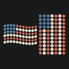 Daisy Flower Floral American Flag Patriotic T Shirt Design Bundle