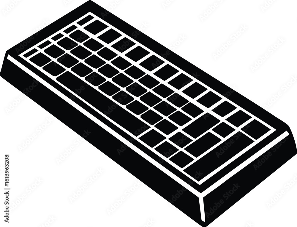 Poster black computer keyboard silhouette isolated on transparent background