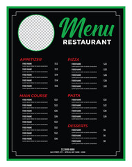  Modern Restaurant Menu Template – Elegant Black Design with Green Accents