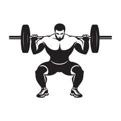 Weight lifting man silhouette vector isolated on white background, Weightlifter vector silhouette 
