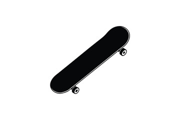 Isometric Skateboard Illustration in Black and White Skateboarding Equipment Simple Design Isolated on White Background silhouette