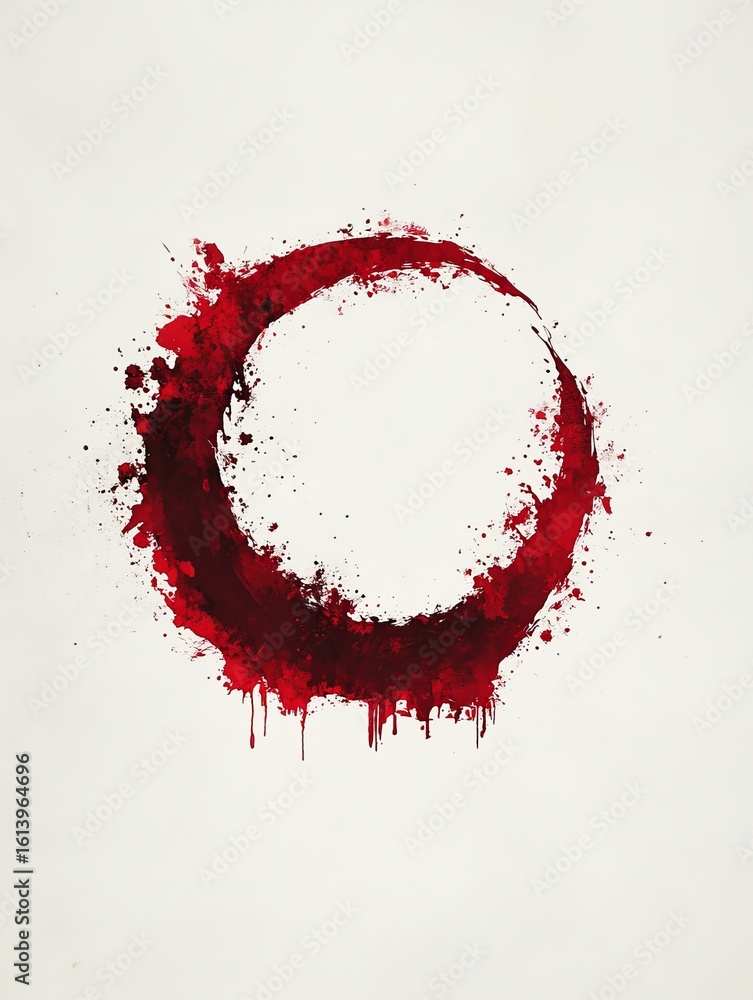 Poster an abstract representation of the red crescent moon featuring splashes of vibrant color and artistic