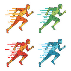 Colorful Runners in Motion Vector Illustration of Speed and Athleticism